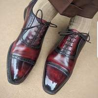 Handmade ox blood Leather oxfords for men, Men's Ox Blood formal shoes - Thumbnail 4