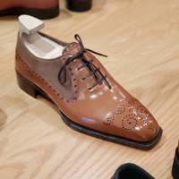 Handmade Men's Leather Cognac Brown Oxfords Shoes, Best formal shoes for men - Thumbnail 1