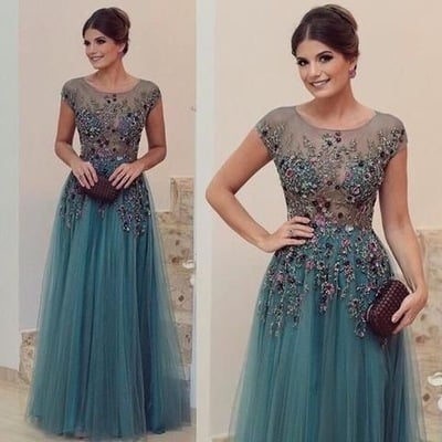 Elegant long mother of the bride dresses with appliques - Thumbnail 4