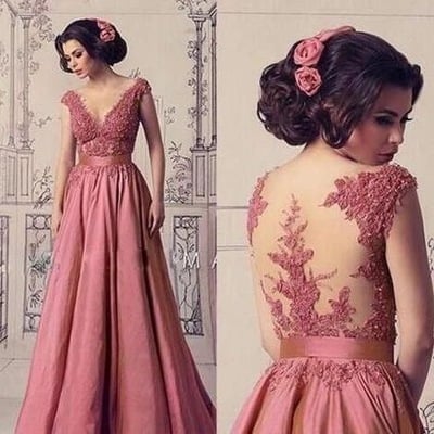V Neck Blush Mother of the Bride Dresses with Appliques