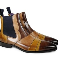 Handmade Men Leather Tan Patina Chelsea Boots for men Custom men boots - Thumbnail 1