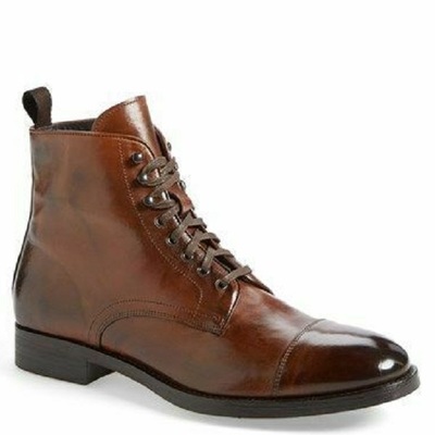  handmade leather man brown ankle high boots to measure man boots - Thumbnail 4