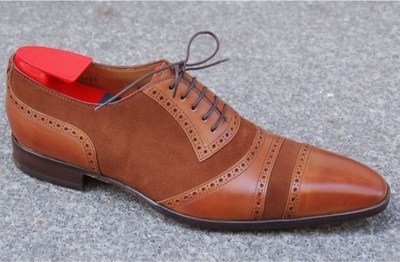 Descent Brown Cap Toe Oxford Formal Handmade Shoes For Men