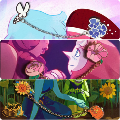 Chain Linked Floral Gem Pins