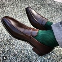 Superior Leather Burnished Coffee Brown Tone Apron Toe Men Handmade Loafer Shoes - Thumbnail 4