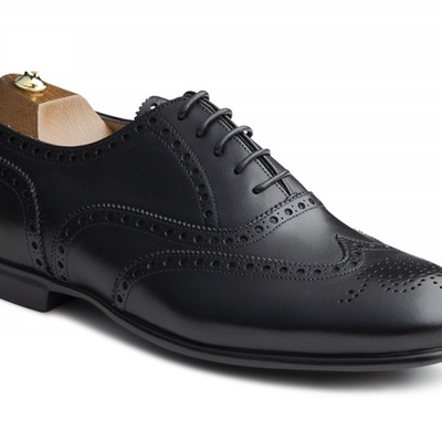 On market demand black handmade brogue wingtip pure leather shoes for men