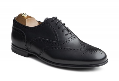 On Market Demand Black Handmade Brogue Wingtip Pure Leather Shoes For Men