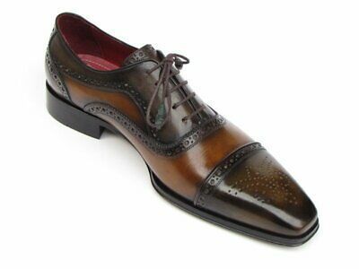 Burnished Brown Tone Brogue Cap Toe Customized Superior Leather LaceUp Men Shoes