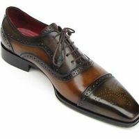 Burnished Brown Tone Brogue Cap Toe Customized Superior Leather LaceUp Men Shoes - Thumbnail 1