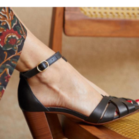Retro Peep Toe Summer Sandals - Thumbnail 4