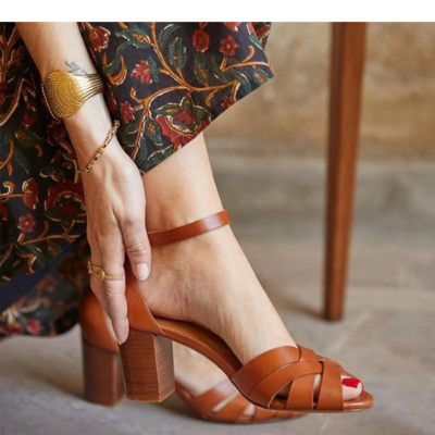 Retro peep toe summer sandals