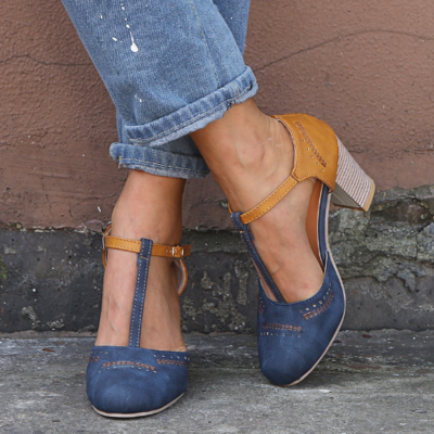 Stylish Round Toe Platform Sandals