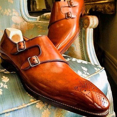 New trendy handmade tan brown customize oxford shoes in genuine leather for men - Thumbnail 2