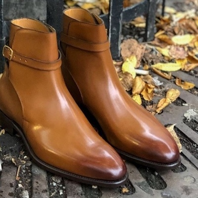 New men's handmade jodhpur tan brown hiking boot in genuine leather for men