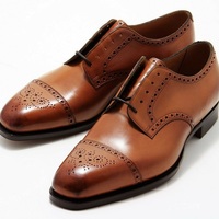  Men's Handmade Brown Leather Lace-up Dress Oxford Shoes Unique Suit - Thumbnail 1