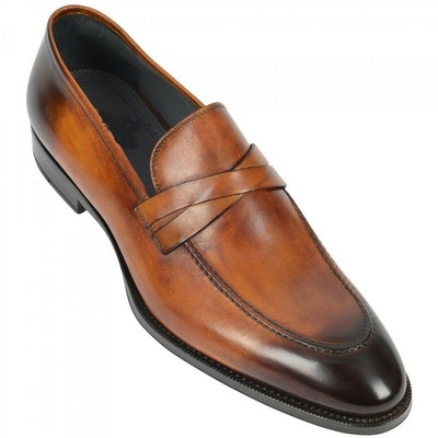  Men's Handmade Light Brown Leather Toned Dress Slipper Shoes Unique Own