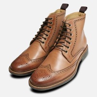 Handmade Brown Leather Men Ankle High Boots Custom - Thumbnail 1
