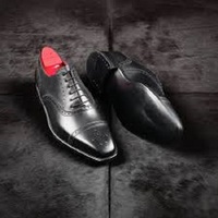 Handmade Leather Men's Lace Up Oxford Dress Shoes Black Wing Toe - Thumbnail 1