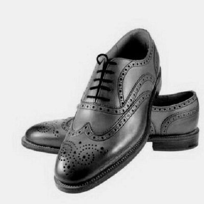 Men oxford black color full brogue toe wing tip vintage leather spectator shoes