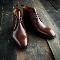 Latest Hanmade Dark Brown Formal Chukka Boot In Genuine Leather For Men - Thumbnail 1