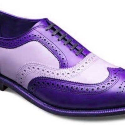New oxford shoes purple white cont wingtip brogue premium leather made by hand