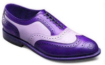 New Oxford Shoes Purple White Cont Wingtip Brogue Premium Leather Made By Hand
