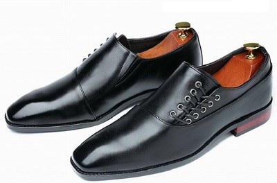 Black Men's Oxford Shoes Premium Quality Leather Derby Toe Lace-up Handmade