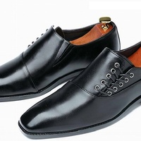 Black Men's Oxford Shoes Premium Quality Leather Derby Toe Lace-up Handmade - Thumbnail 3