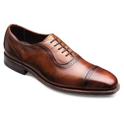 Men's brown oxford derby cap toe formal business dress handmade leather classic