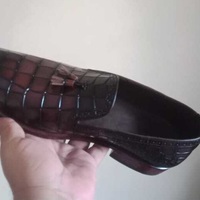 Handmade Men's Crocodile Texture Leather Tassels Square Toe Slip On Dress Shoes - Thumbnail 4