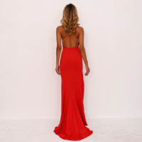 Backless Floor Length Party Dress - Thumbnail 1