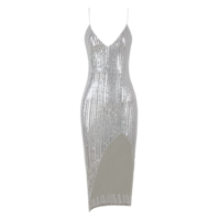 Spaghetti Strap Sexy Sequin Dress - Thumbnail 3