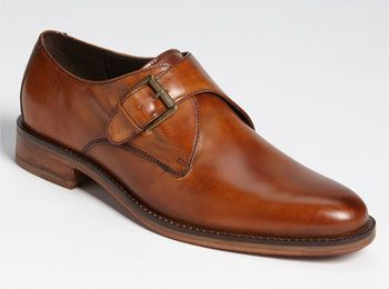 Men's Brown Single Buckle Strape Monk Classic Formal Dress Genuine Leather Shoes