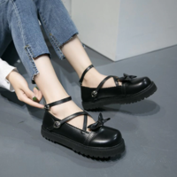 Kawaii Cross Strap Shoes with Bow - Thumbnail 3