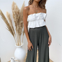 Sweet Sleeveless Wrapped Chest T-Shirt - Thumbnail 2