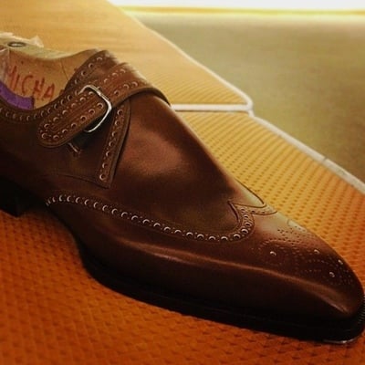 Trendy customize handmade dark brown monk strap dress pant shoes for gentlemen in genuine leather