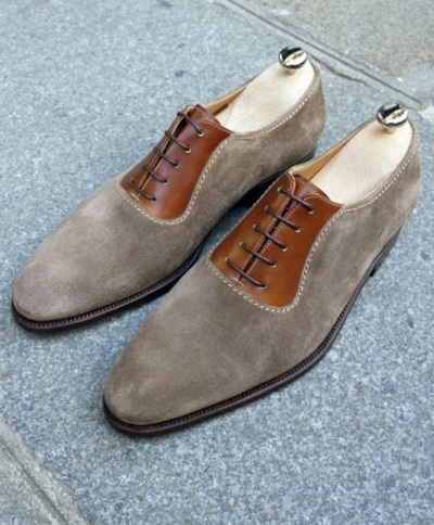 Awesome Looking Casual Outfit Handmade Grey Lace Up Shoes In Suede For Gentlemen