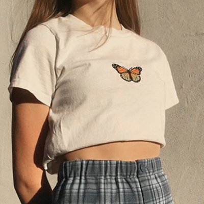 Free Shipping-BUTTERFLY CROP TOP