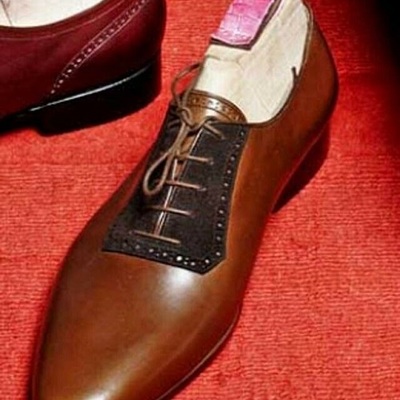 Handmade brown leather shoes, men dress lace up shoes, office shoes for men