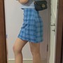 Free Shipping-BABY BLUE CHECK MINI SKIRT-2