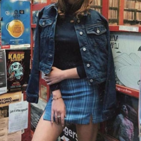 Free Shipping-BABY BLUE CHECK MINI SKIRT - Thumbnail 4