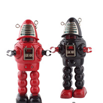 Retro Tin Planet Robot Collectible - Red or Black