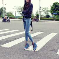 High Quality Lace up Denim Booties - Thumbnail 4