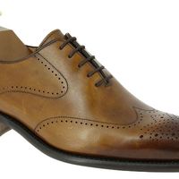 Handmade tan shoes men, leather shoes for men, dress formal wingtip brogue shoes - Thumbnail 4