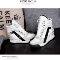 Stylish Rivets Black and White Casual Shoes - Thumbnail 4