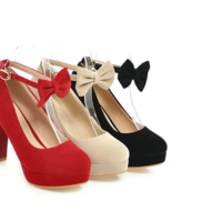 Bow Ankle Strap High Heels Shoes - Thumbnail 2