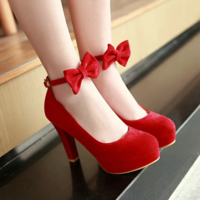 Bow Ankle Strap High Heels Shoes - Thumbnail 1