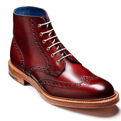 Maroon color high ankle wing tip burnished toe genuine leather lace up boots - Thumbnail 2
