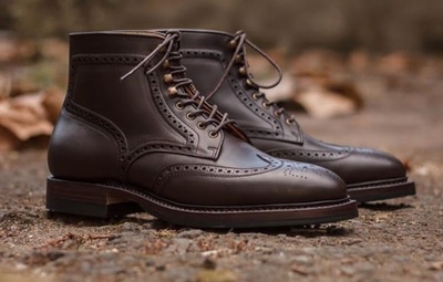 Men's Chocolate Brown Handcrafted Brogue Wingtip Ankle Real Leather Dress Boots