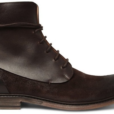 Men chocolate brown suede derby lace up genuine leather high ankle boot - Thumbnail 3